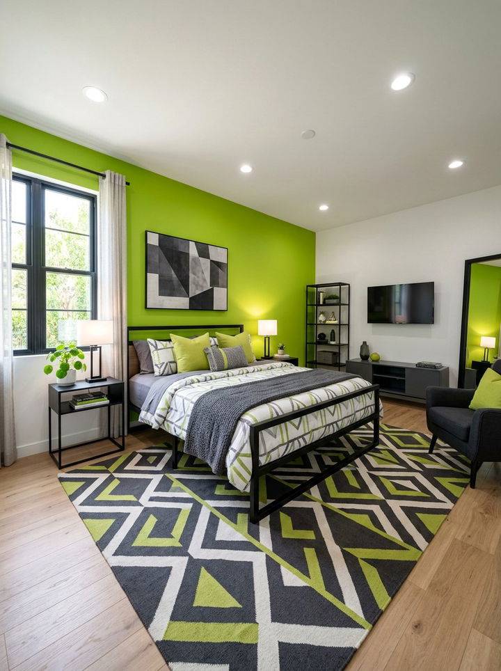 Lime Green Modern Bedroom - 30 cool green bedroom ideas