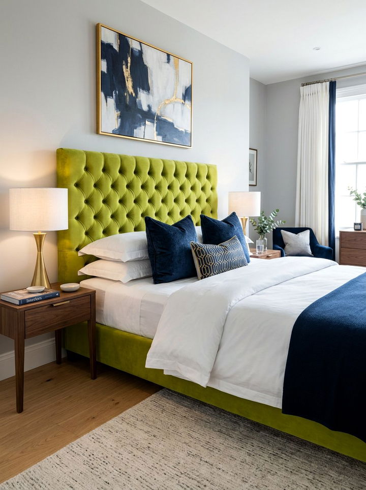 Lime Green Velvet Headboard - 30 lime green bedroom ideas