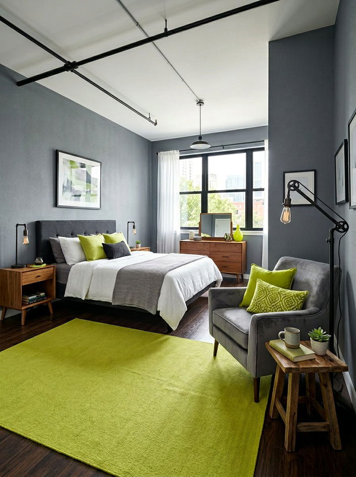 Lime Green and Grey Bedroom - 30 lime green bedroom ideas