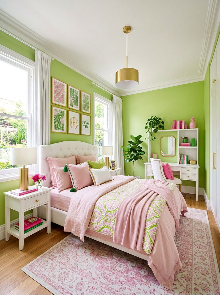 Lime Green and Pink Bedroom - 30 lime green bedroom ideas