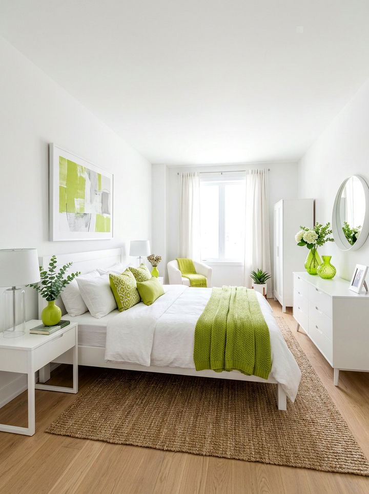 Lime Green and White Palette - 30 lime green bedroom ideas