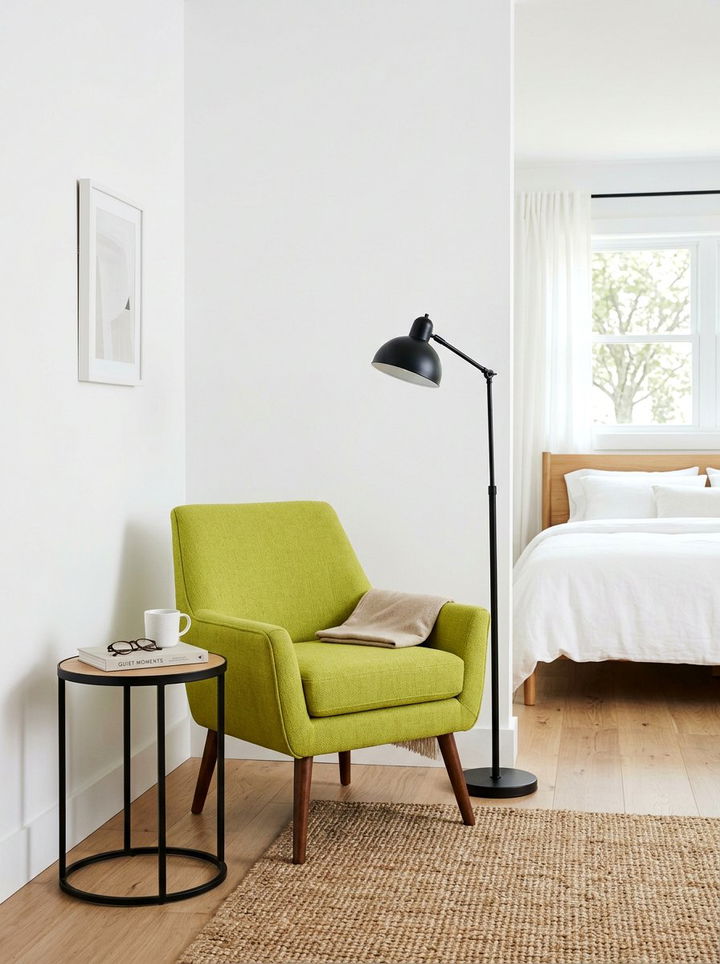 Lime green accent chair - 30 minimalist green bedroom ideas