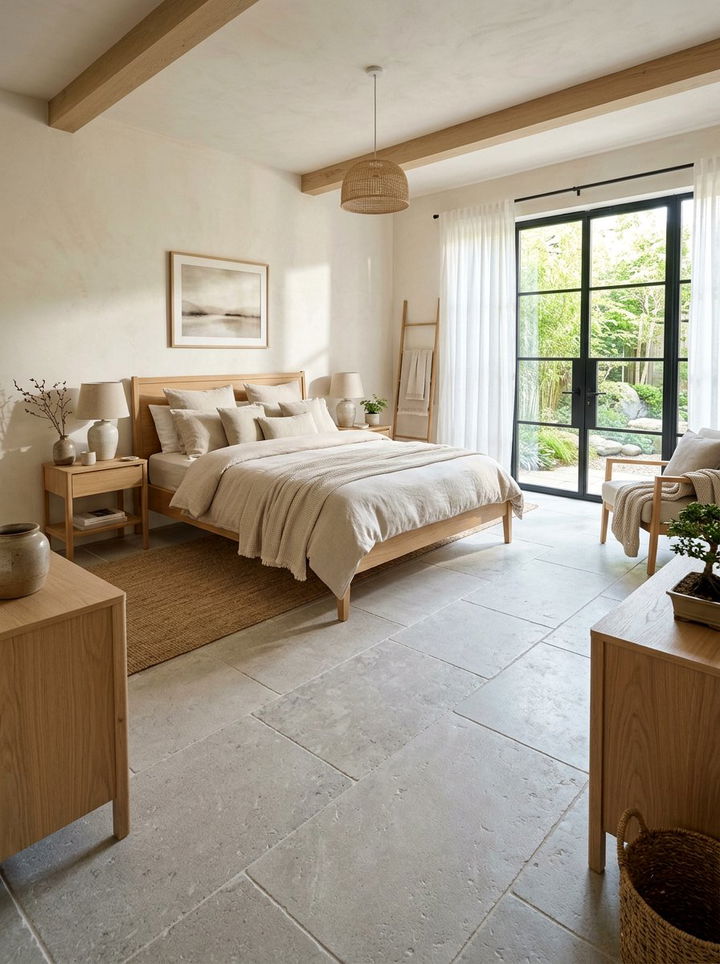 Limestone Floor Tile - 30 bedroom tile ideas