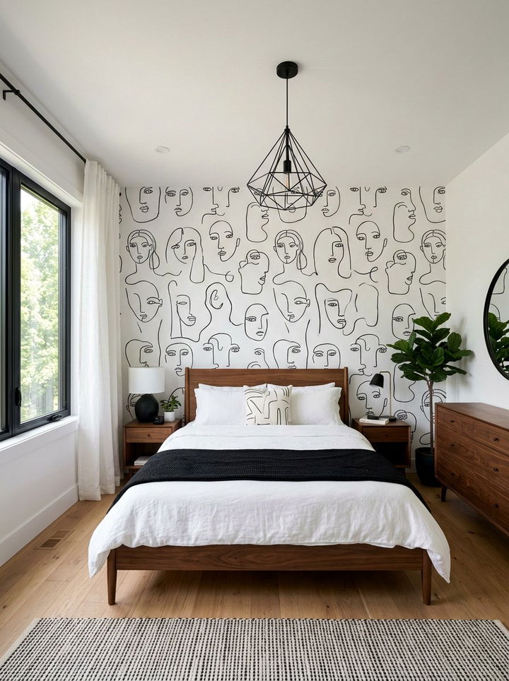 Line art wallpaper bedroom - 30 bedroom modern wallpapers