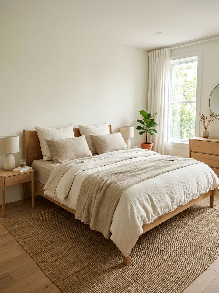 Linen Bedding Set - 30 farmhouse beige bedroom ideas