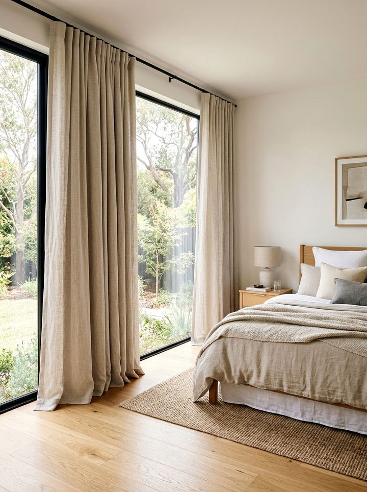 Linen Curtains Neutral - 30 scandinavian bedroom ideas