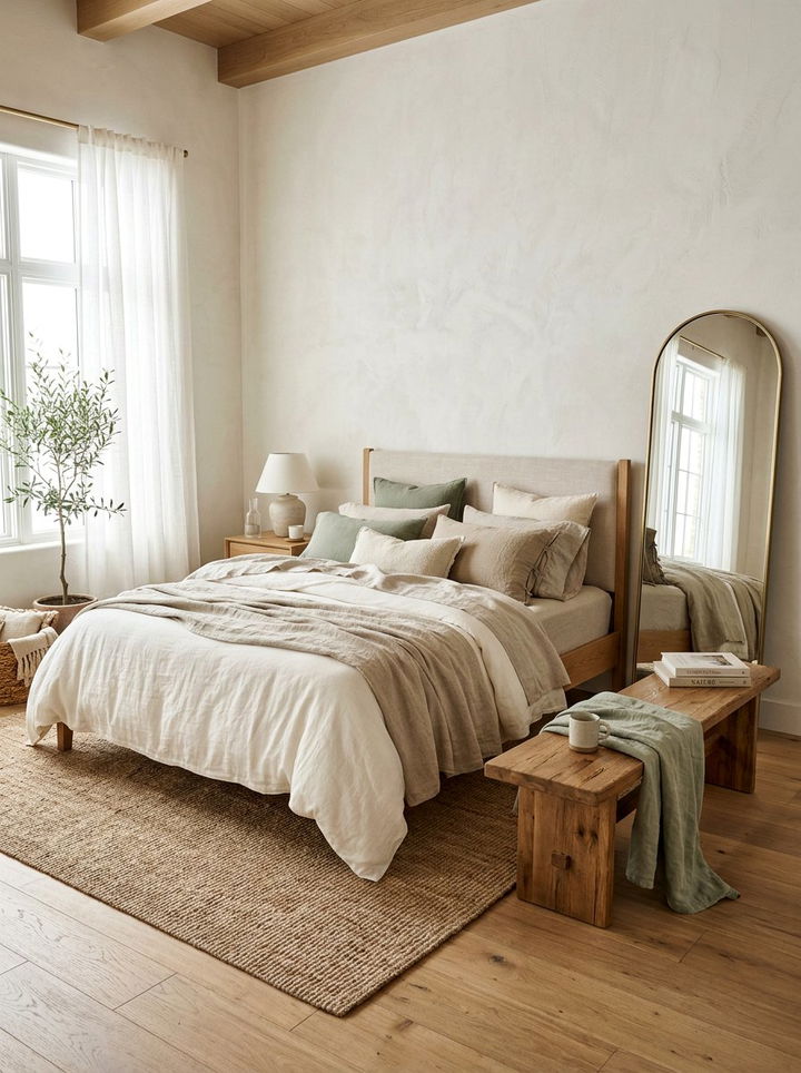 Linen Fabric Layers - 30 shabby chic bedroom ideas