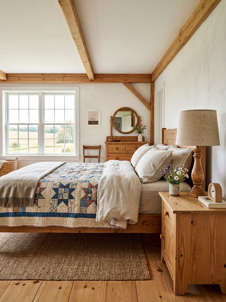 Linen Shade Wooden Lamp - 30 bedroom lamps