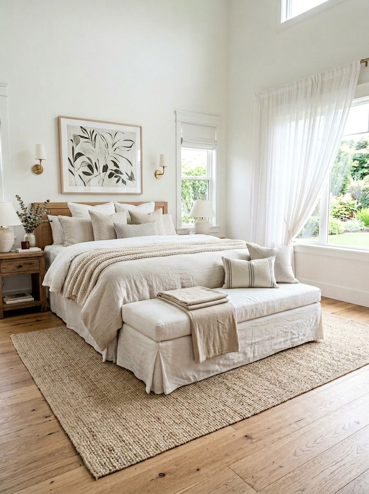 Linen Slipcovered Bench - 30 bedroom end of bed benches