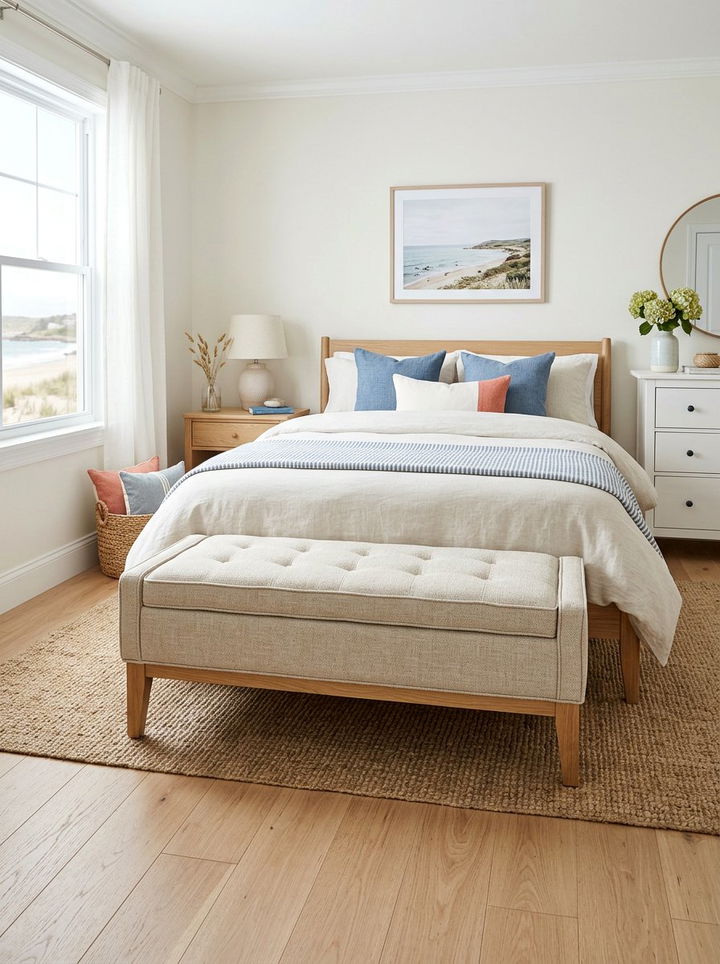 Linen Upholstered Bench - 30 bedroom upholstered benches