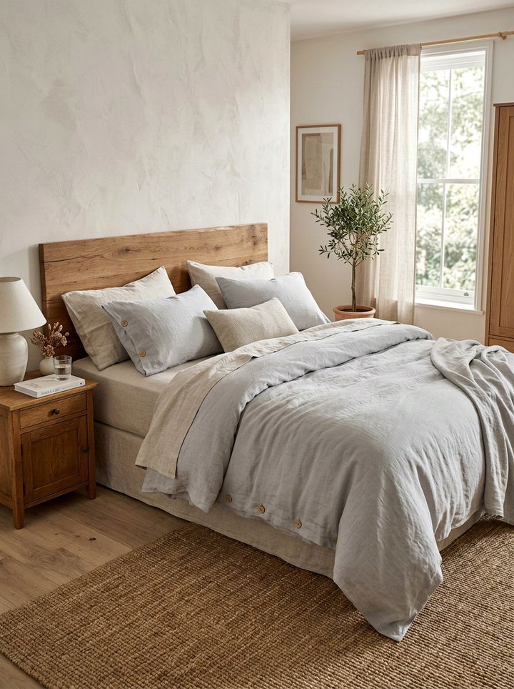 Linen bedding - 30 zen bedroom ideas