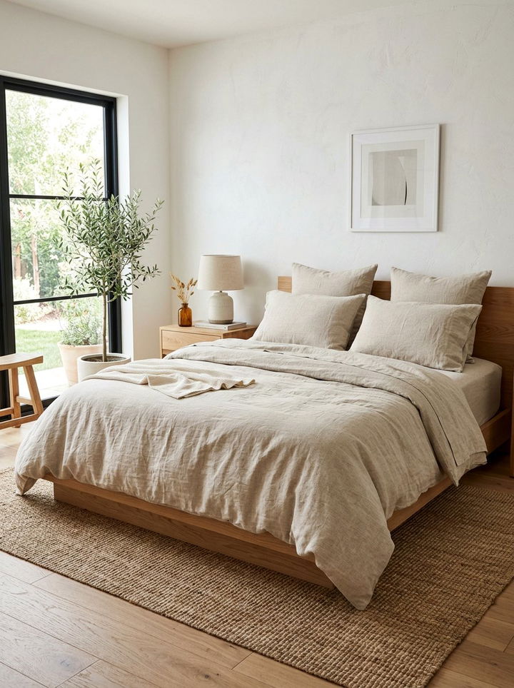 Linen bedding set - 30 Japanese bedroom ideas