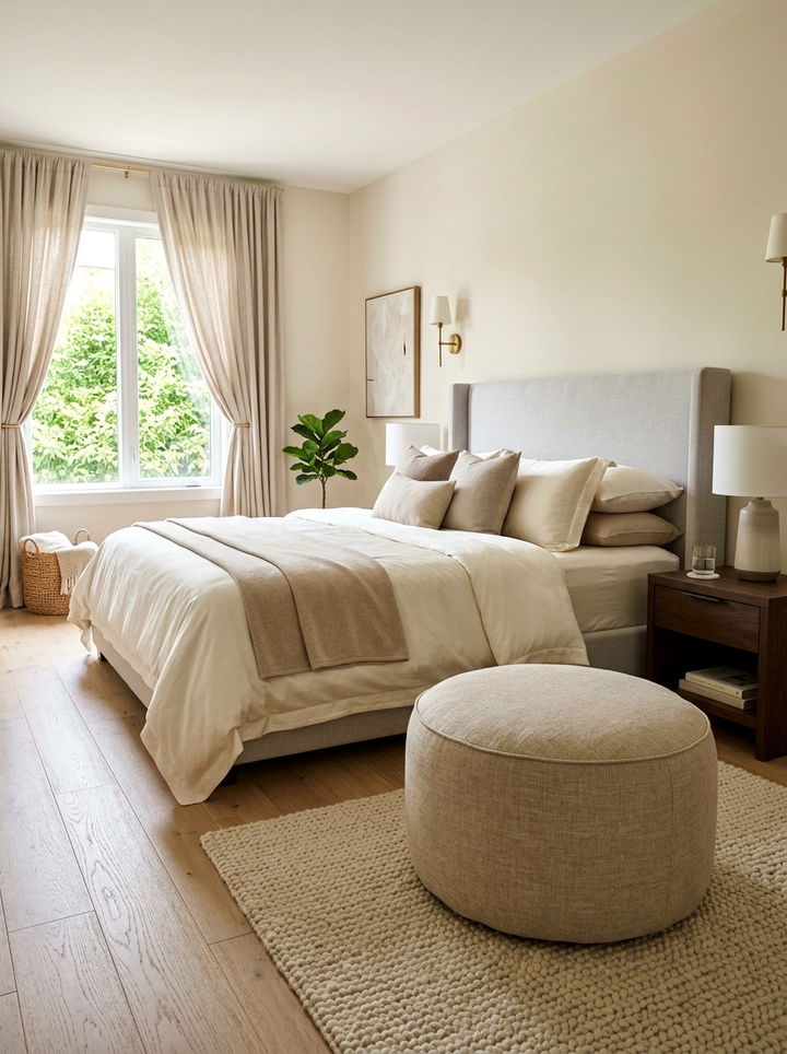 Linen bedroom pouf - 30 bedroom poufs