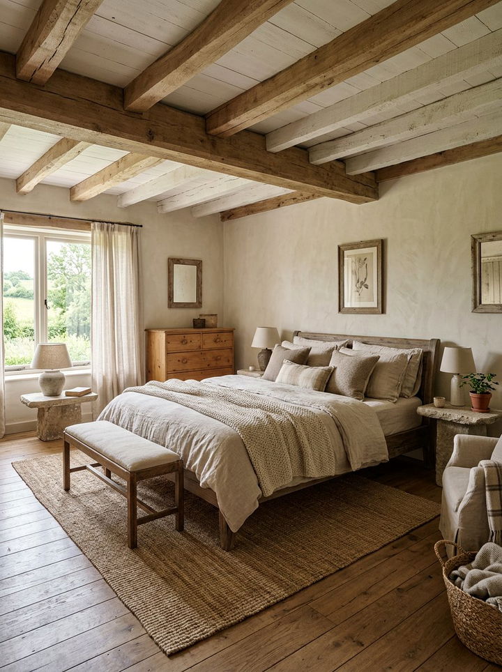 Linen beige rustic bedroom - 30 pale color bedroom ideas