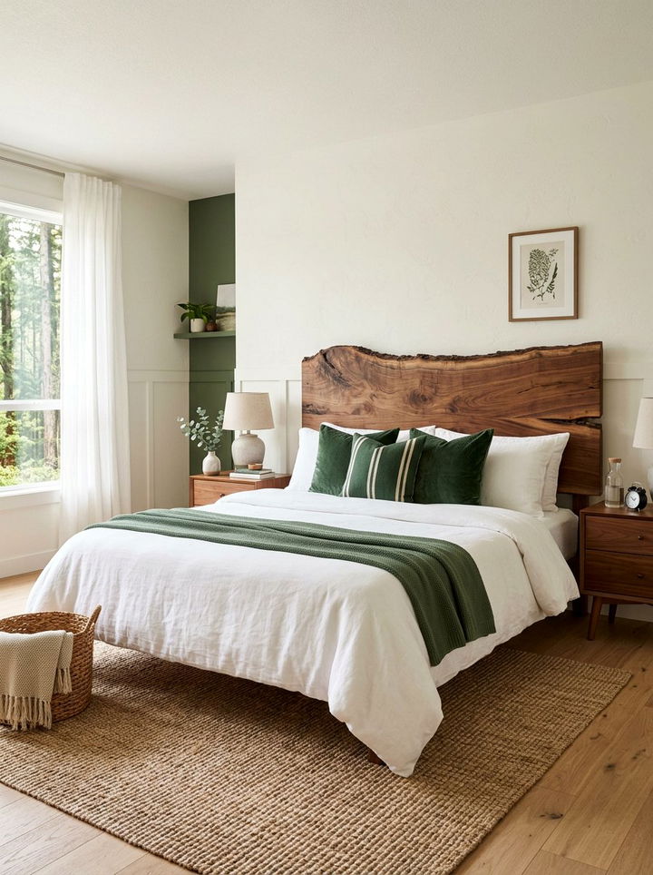 Live Edge Headboard - 30 nature themed bedroom ideas