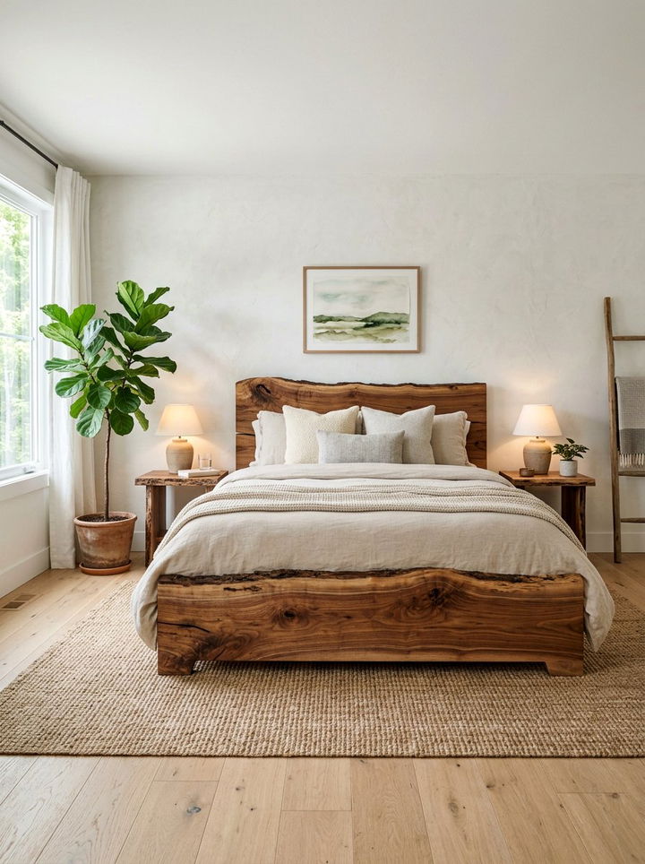 Live Edge Wood Bed Frame - 30 handcrafted bedroom ideas