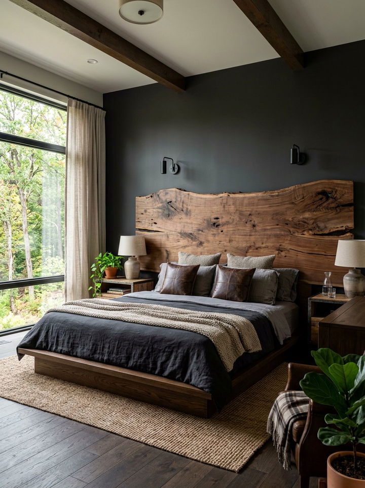 Live Edge Wood Headboard Bedroom - 30 bedroom DIY headboard ideas