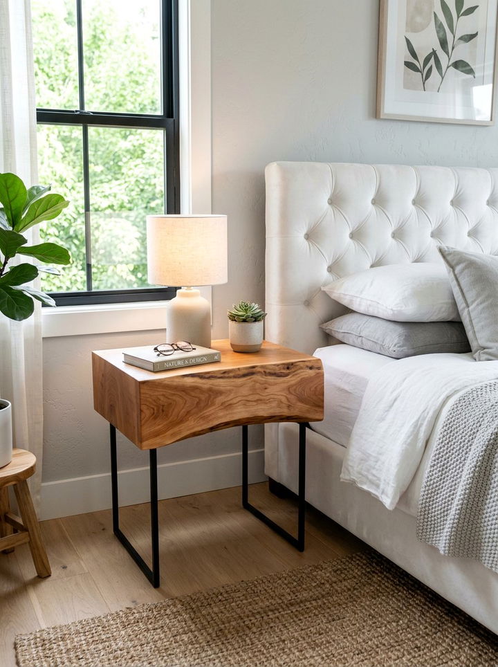 Live Edge Wood Nightstand - 30 bedroom rustic nightstands