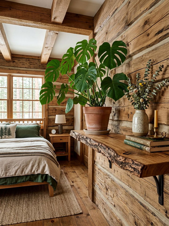 Live Edge Wood Shelf - 30 bedroom plant shelves