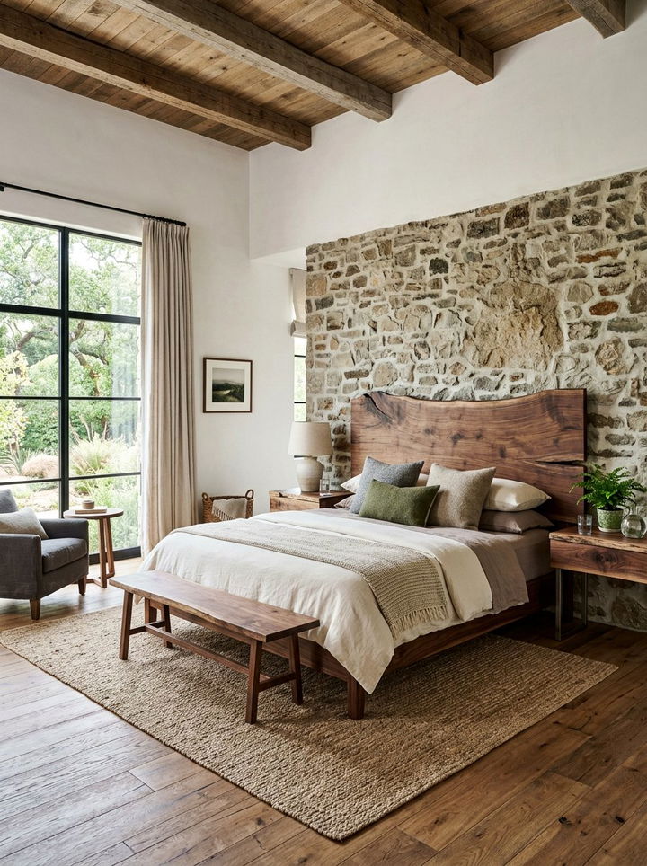 Live edge walnut headboard - 30 bedroom walnut furniture ideas