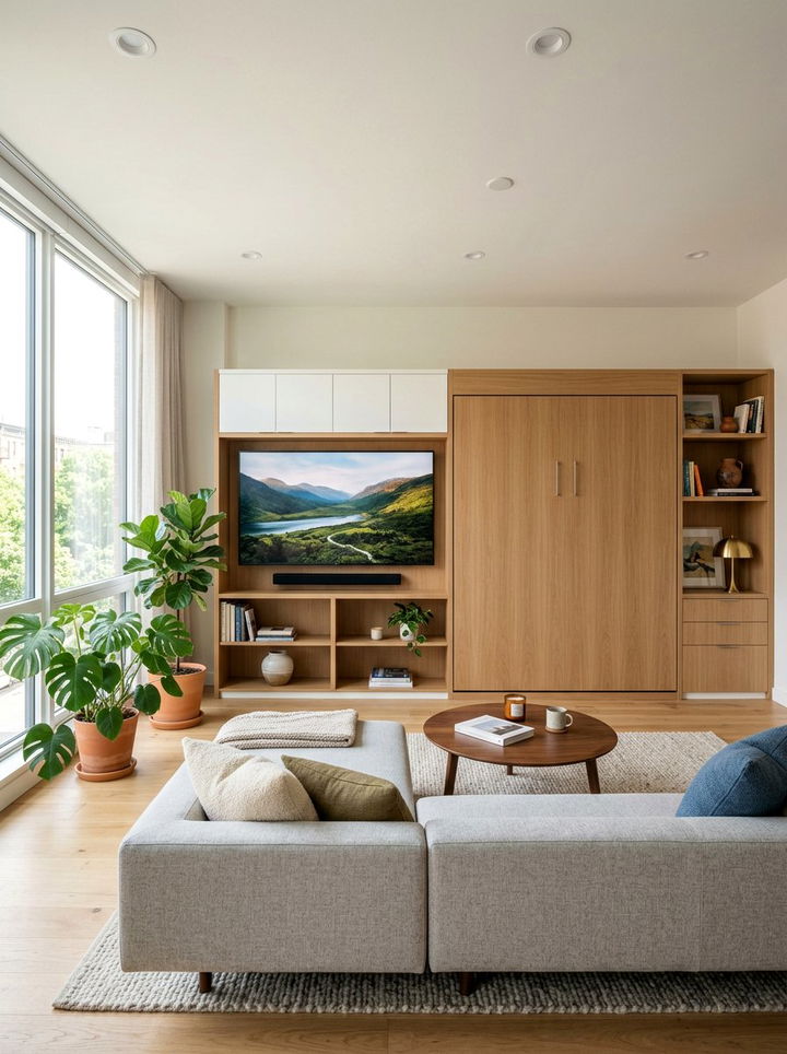 Living Room Murphy Bed - 30 bedroom murphy bed ideas