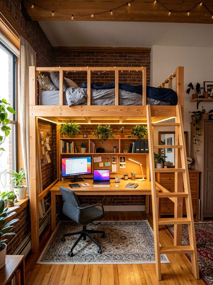 Loft Bed Office - 30 bedroom home office ideas