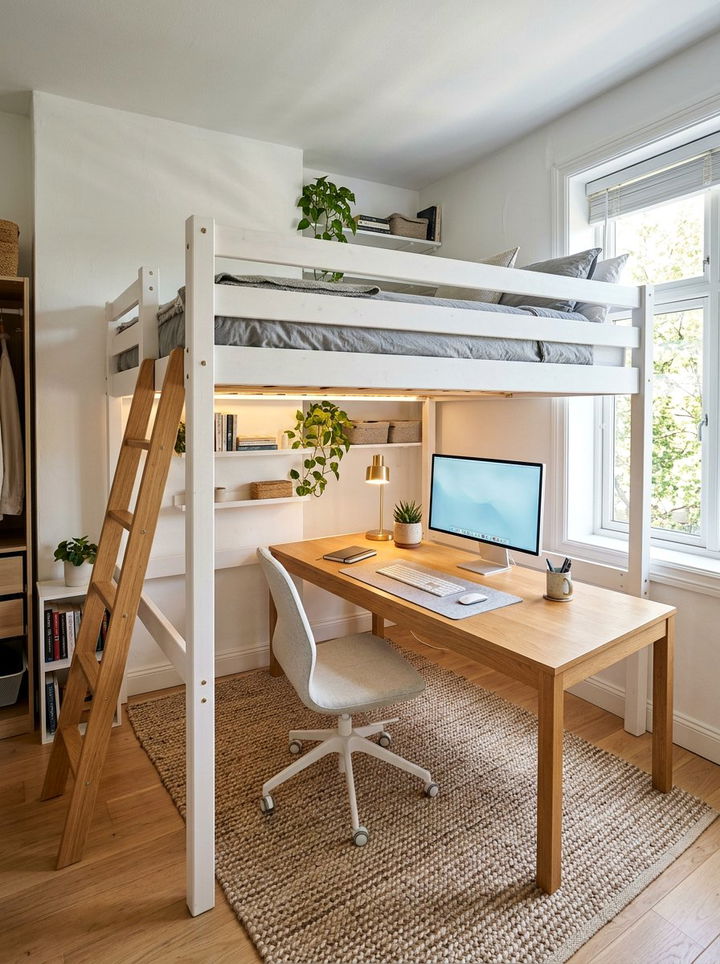 Loft Bed Office - 30 bedroom desk ideas