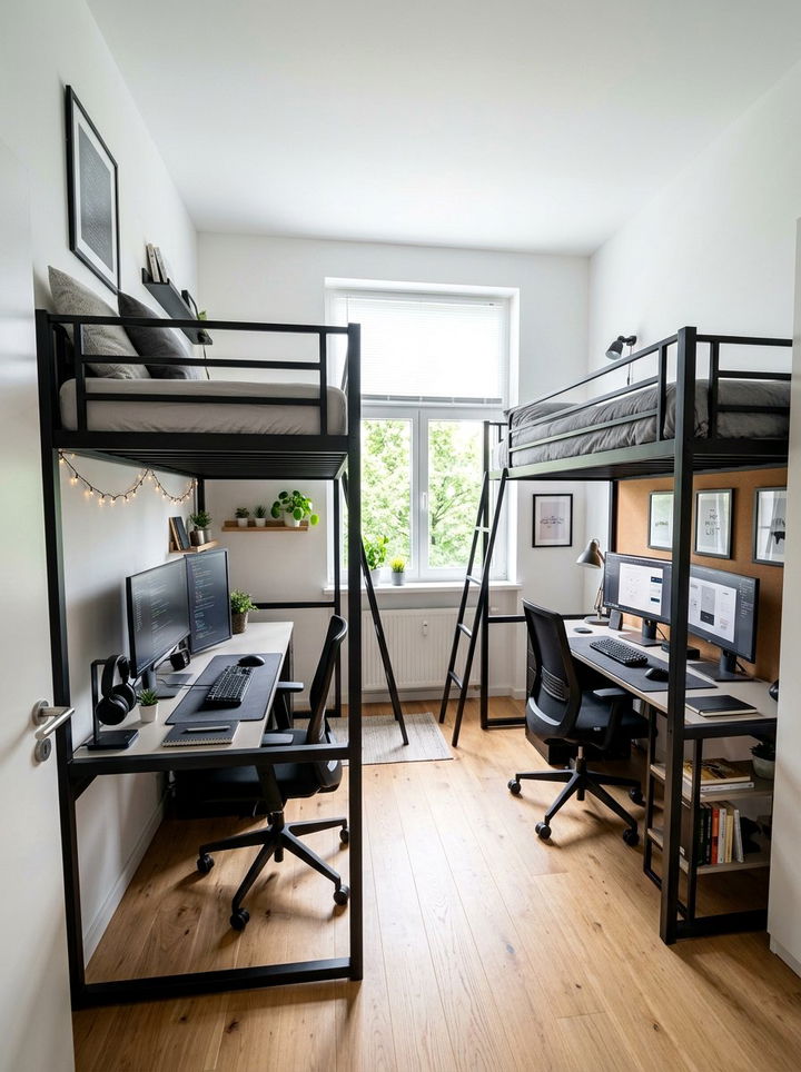 Loft Bed Over Desk - 30 shared bedroom ideas