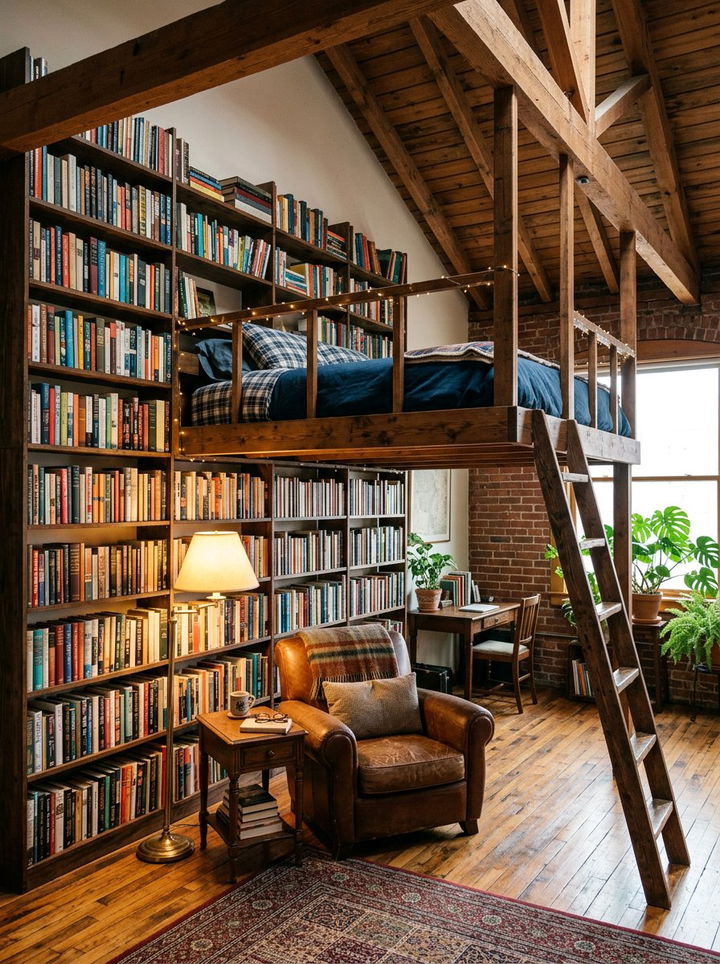 Loft Bed With Bookshelf Wall - 30 bedroom loft bed ideas