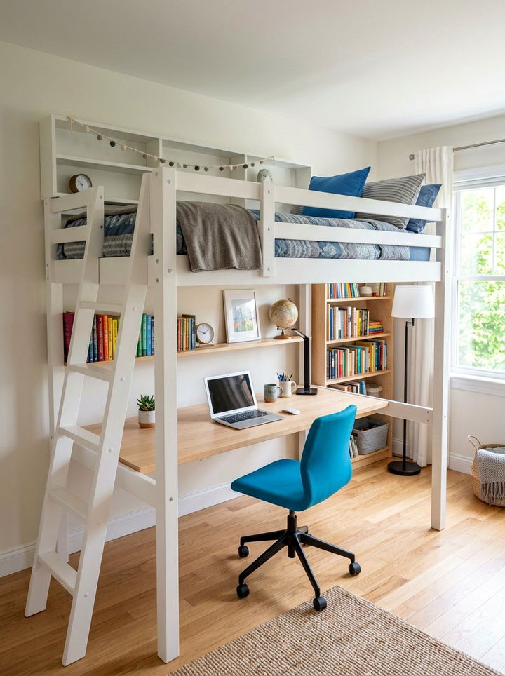 Loft Bed With Desk - 30 elementary age bedroom ideas