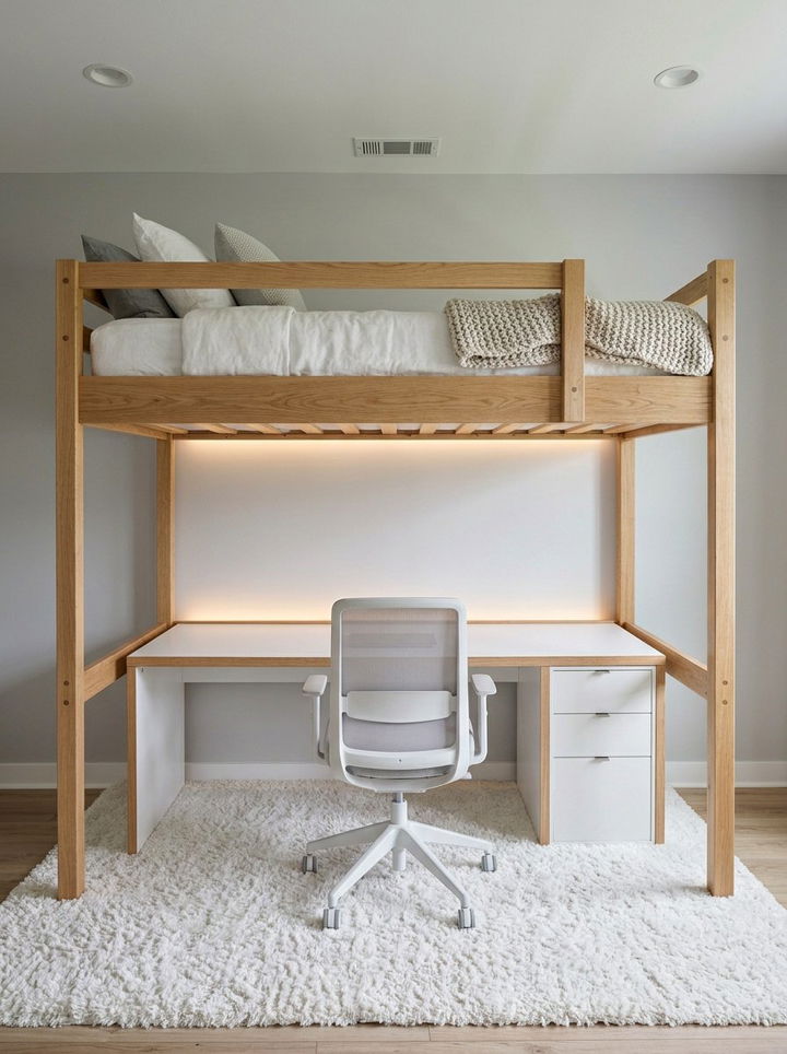 Loft Bed With Desk - 30 small bedroom space storage ideas