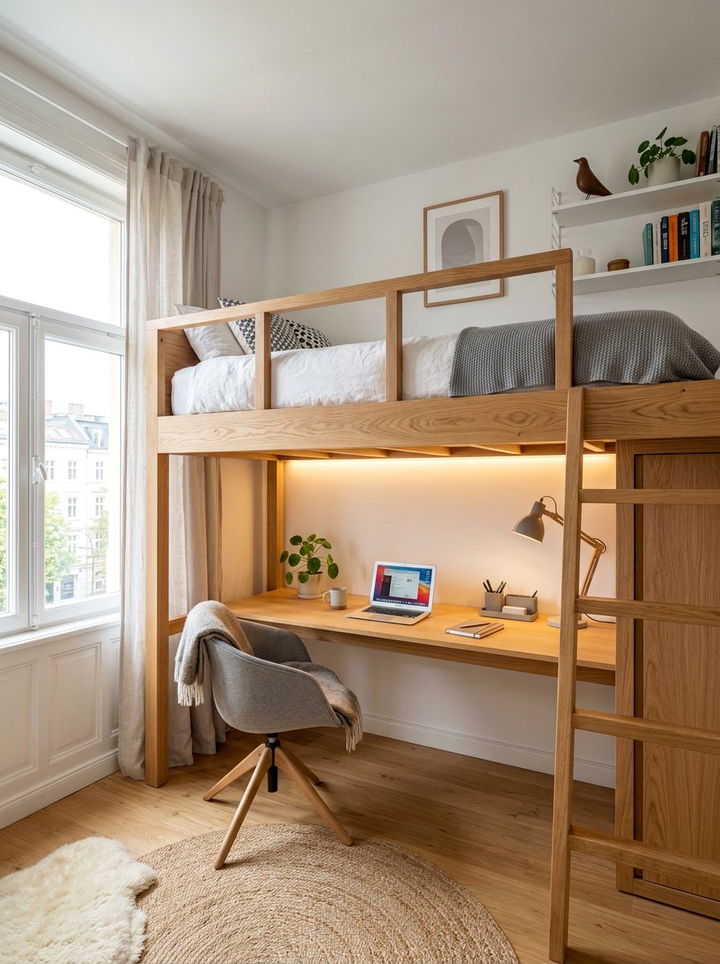 Loft Bed With Desk - 30 bedroom bunk bed ideas