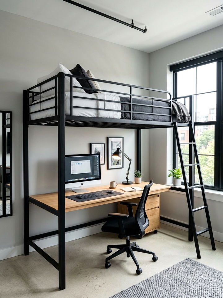 Loft Bed With Desk - 30 bedroom compact furniture ideas