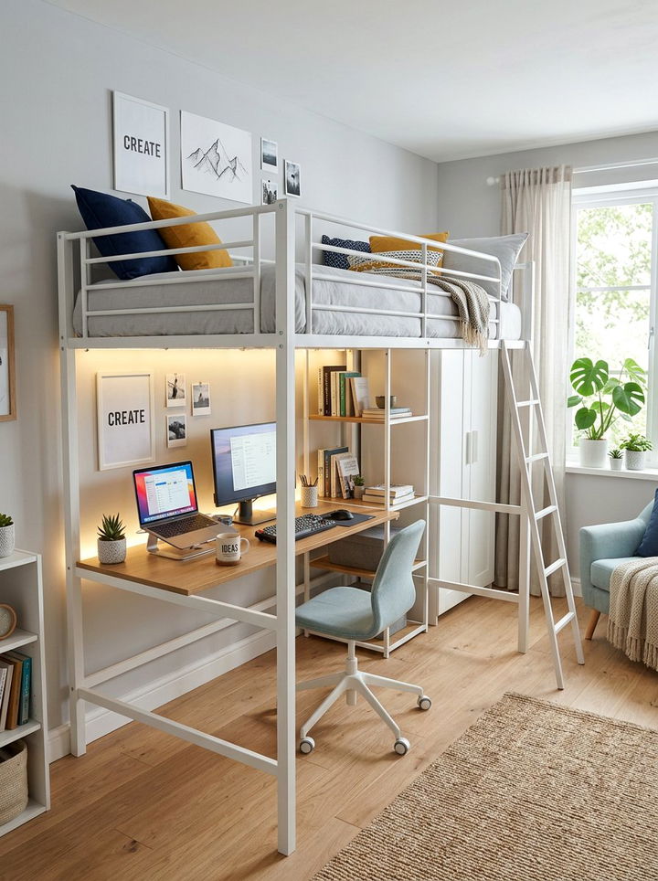 Loft Bed With Desk - 30 bedroom creative storage ideas
