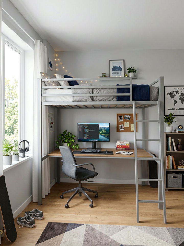 Loft Bed With Desk - 30 bedroom storage solutions
