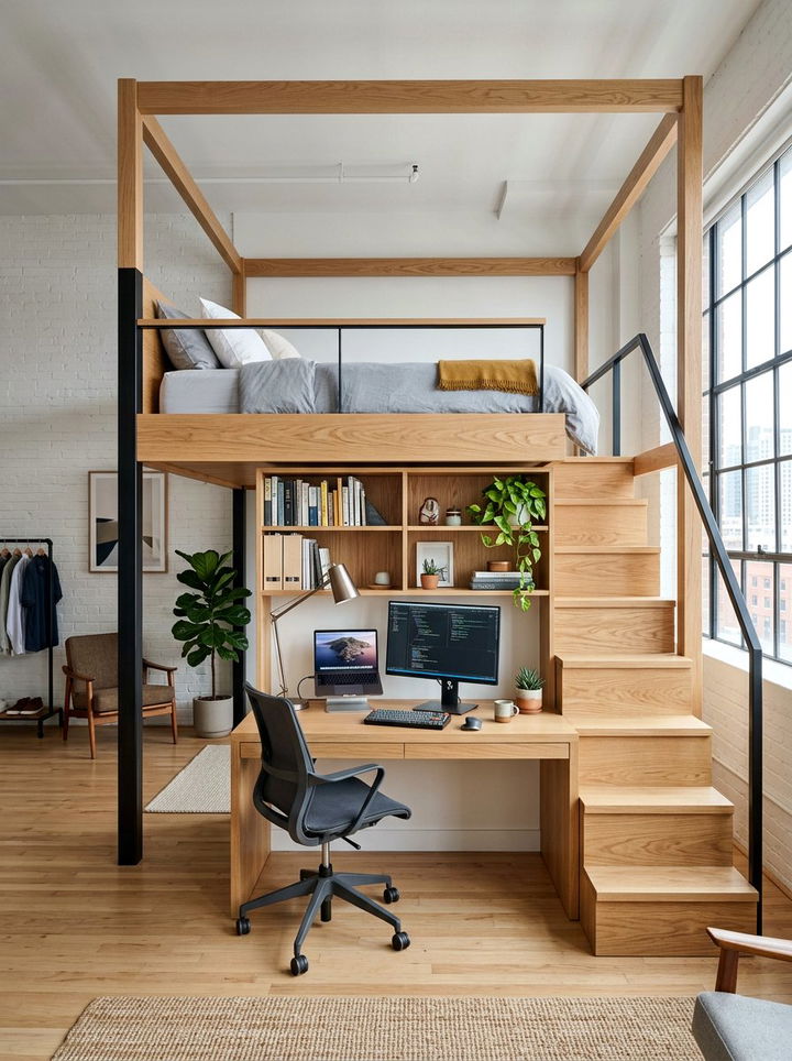 Loft Bed With Desk - 30 bedroom storage ideas