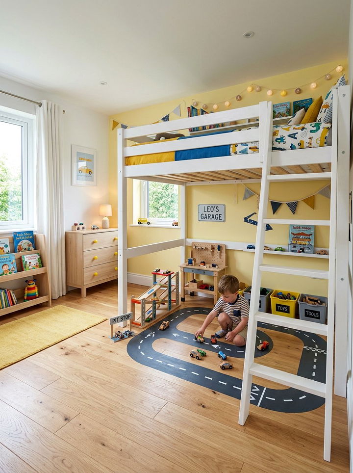 Loft Bed With Track - 30 race car bedroom ideas