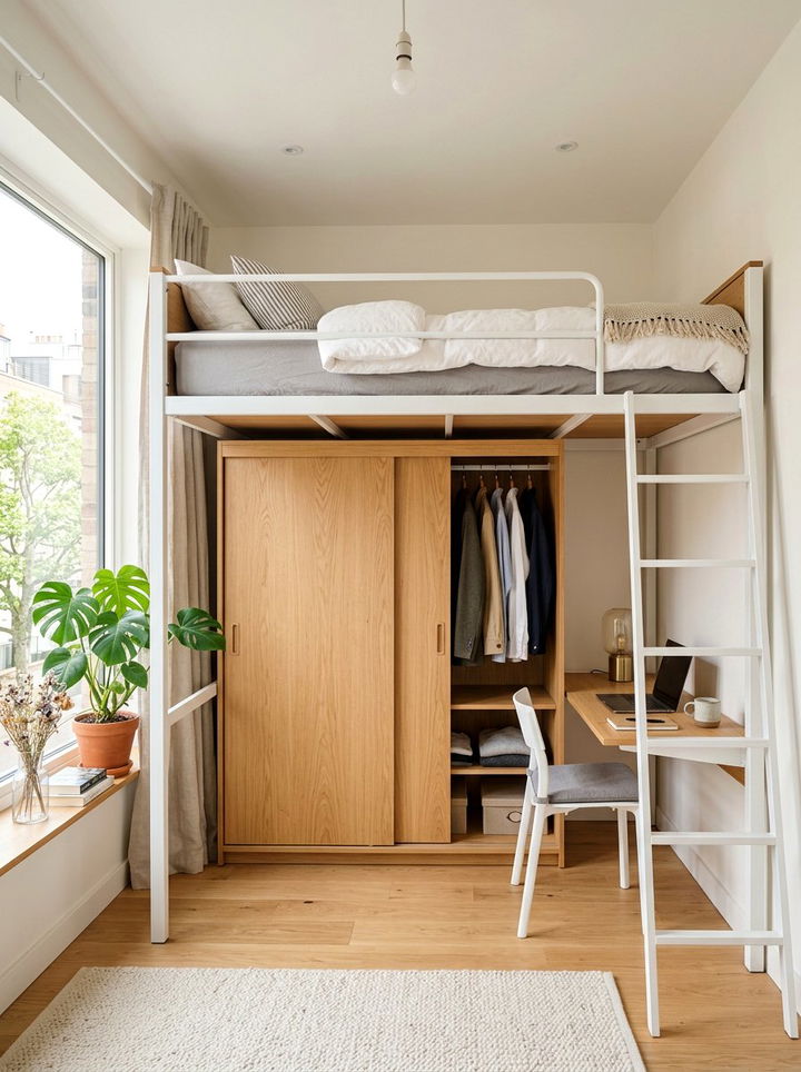 Loft Bed With Wardrobe - 30 bedroom transforming furniture ideas