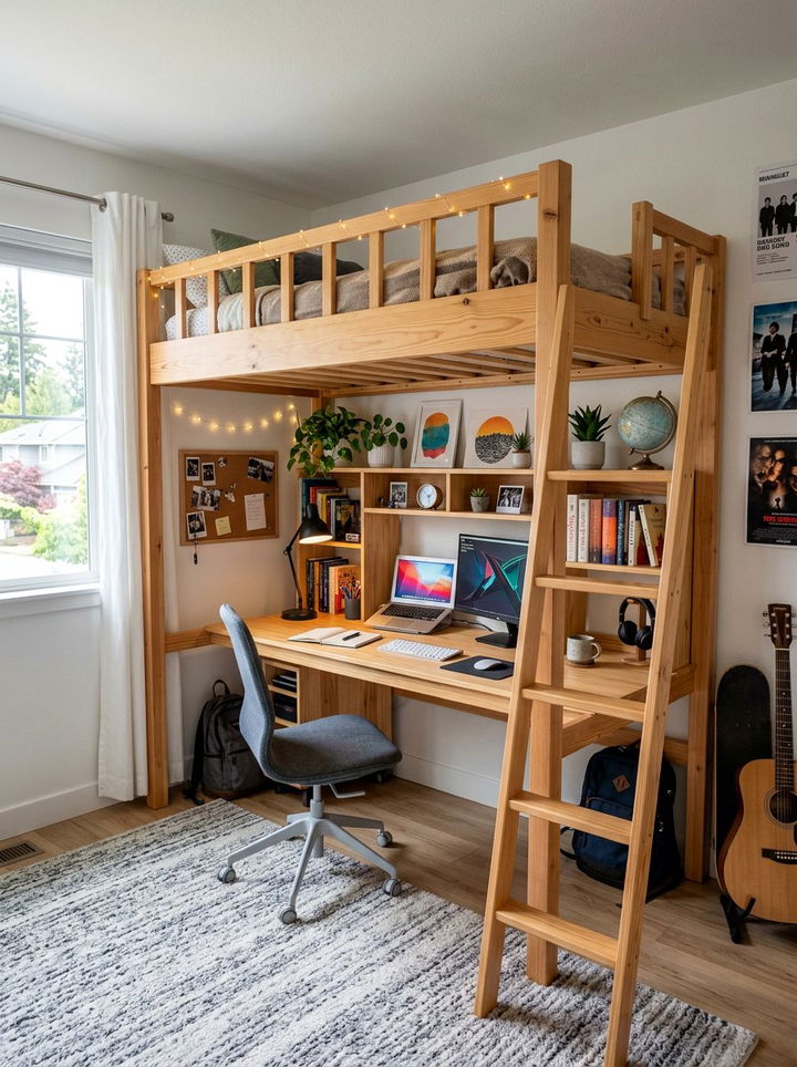 Loft Bed Workspace - 30 bedroom office combo ideas