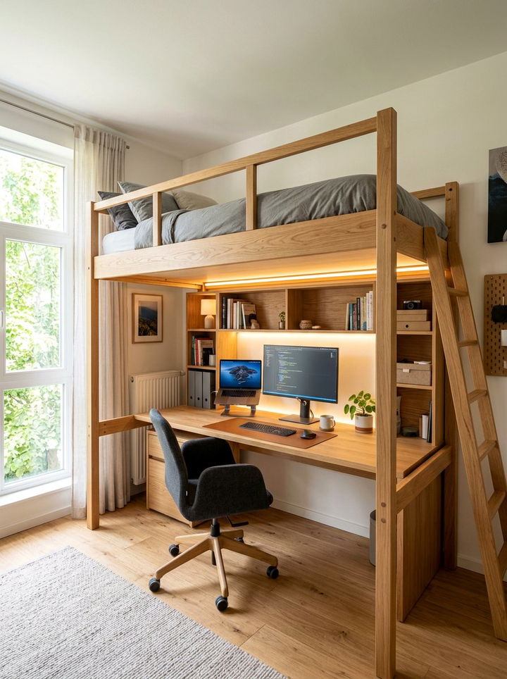 Loft Bed Workspace - 30 bedroom workspace ideas