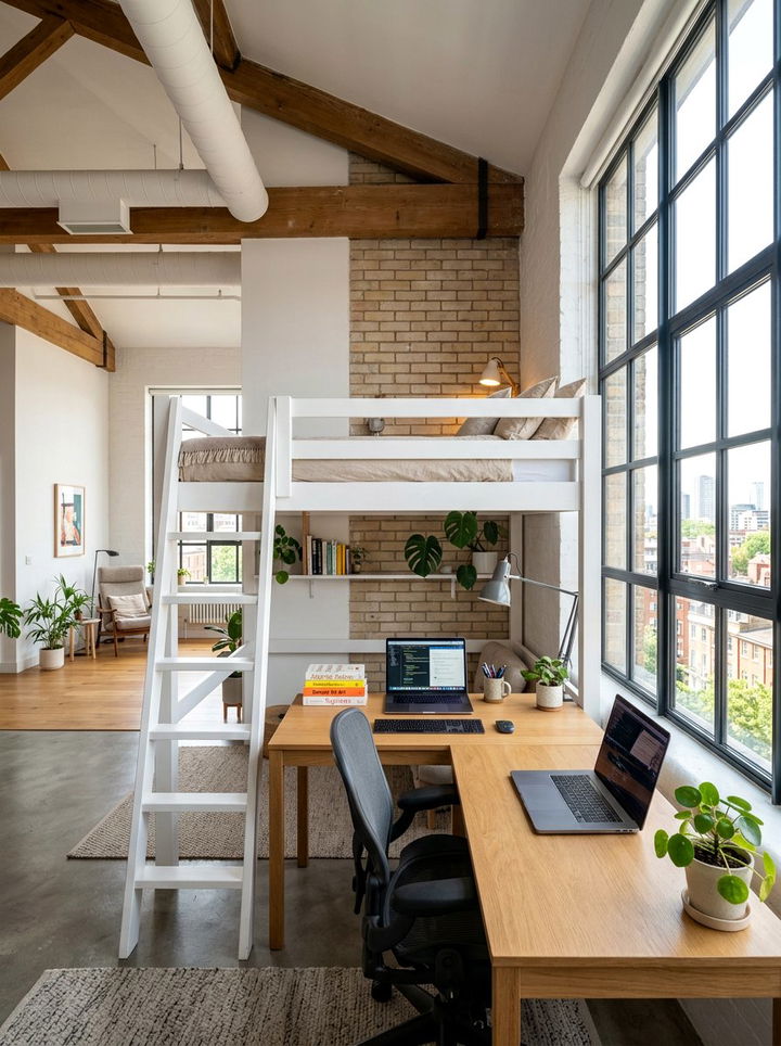 Loft Bed Workspace - 30 bedroom workstation designs