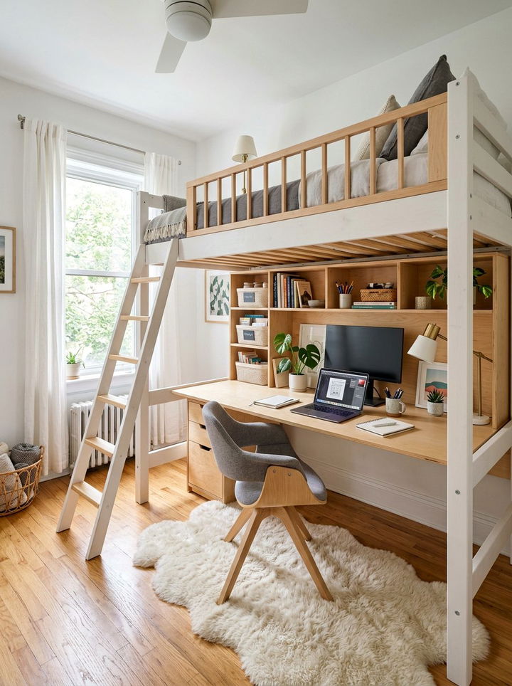 Loft Bed Workspace - 30 bedroom craft corner ideas