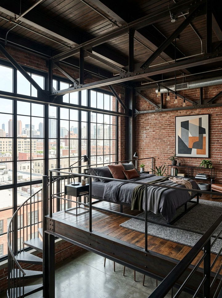 Loft Bedroom Industrial Beams - 30 exposed beam bedroom ideas