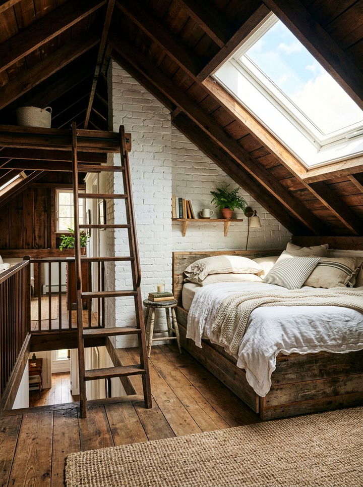 Loft Farmhouse Bedroom - 30 farmhouse bedroom ideas