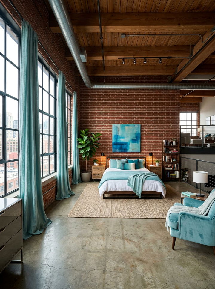 Loft Style Aqua Bedroom - 30 aqua bedroom ideas