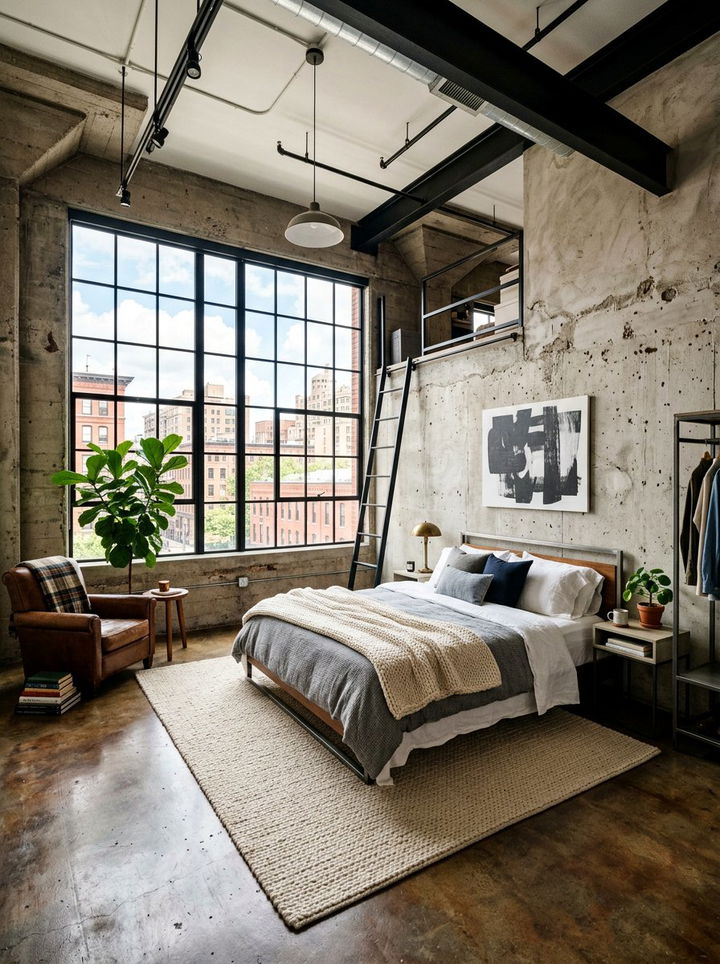 Loft Style Concrete Bedroom - 30 polished concrete bedroom ideas