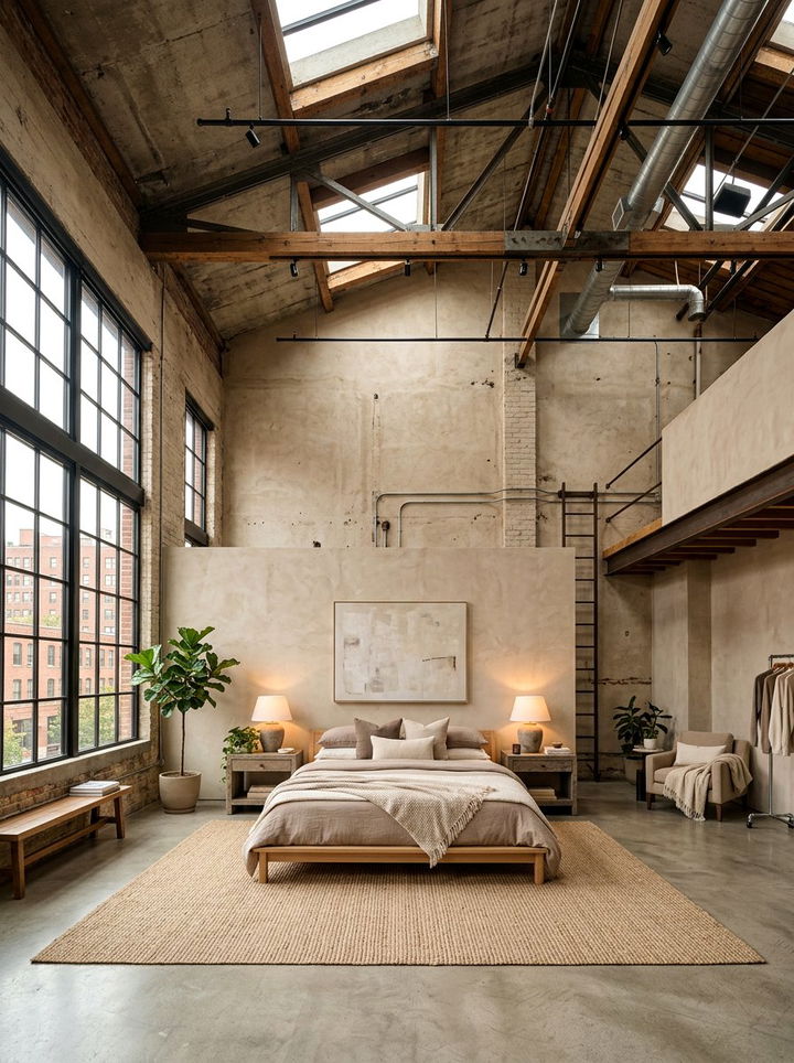 Loft Style Industrial Beige Bedroom - 30 industrial beige bedroom ideas