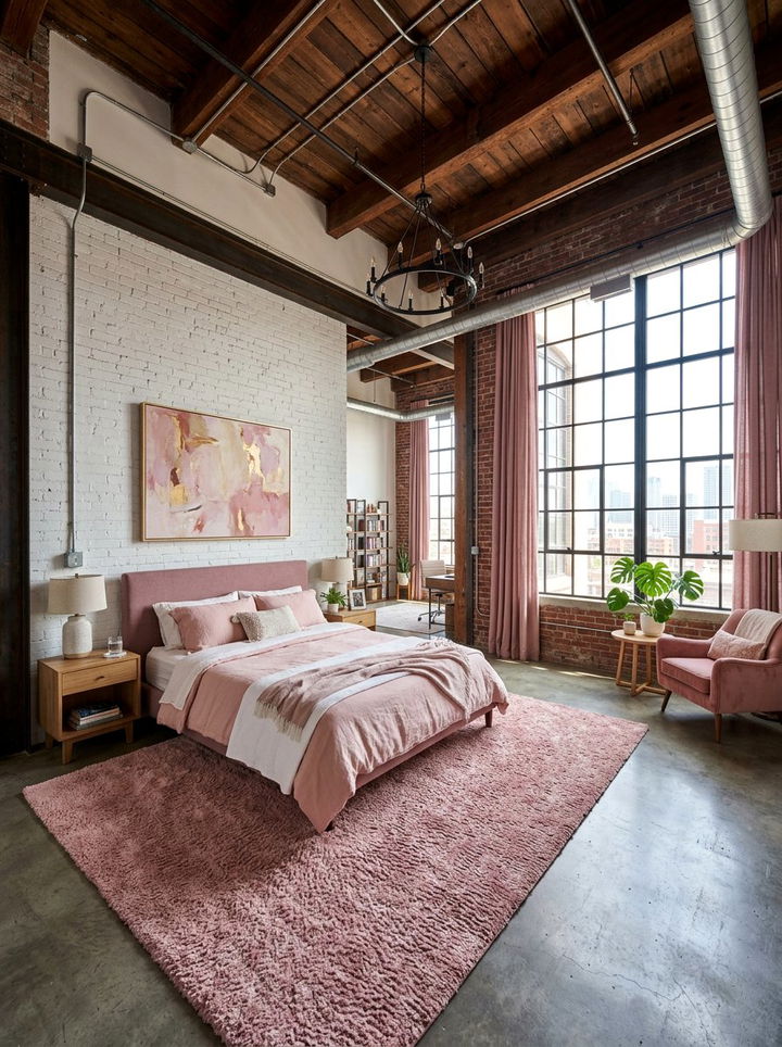 Loft Style Pink Bedroom - 30 millennial pink bedroom ideas