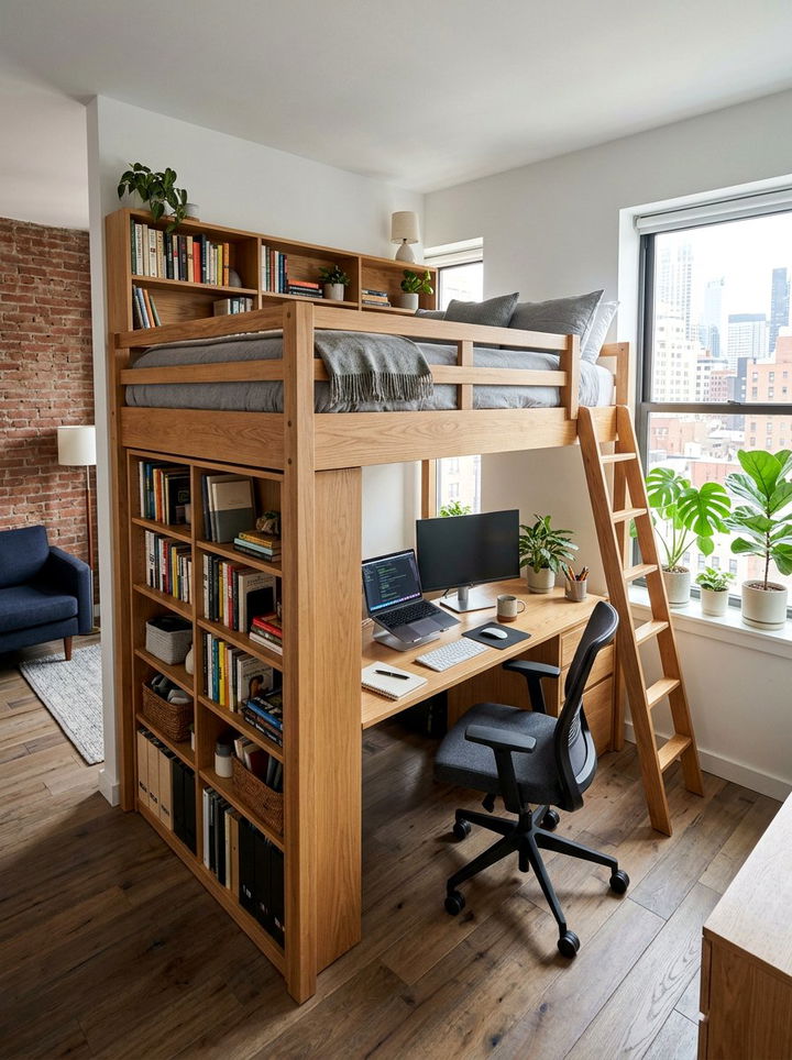 Loft bed desk headboard - 30 bedroom bookcase headboards