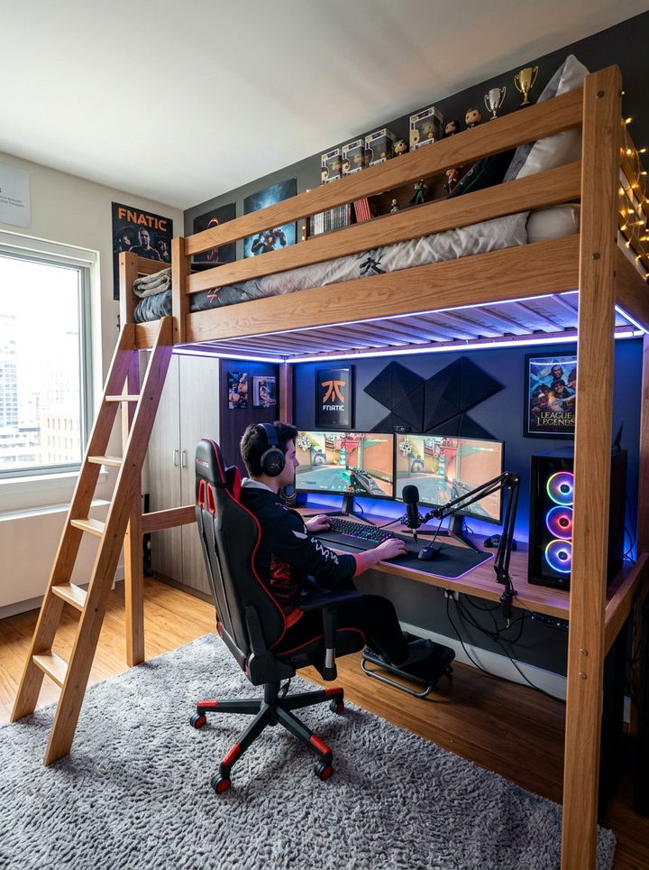 Loft bed esports bedroom - 30 esports bedroom ideas